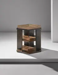 Eugène Printz, Adjustable three-part bibliothèque, circa 1932, Palmwood-veneered wood, brass
