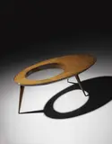 Rare side table by Gio Ponti, circa 1950, Walnut, pearwood-veneered wood, painted wood, glass, sold Dec 2016