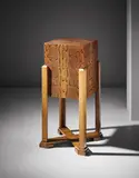 Marcel Coard, Important drinks cabinet, circa 1925, Oak, python-covered oak, leather-covered oak, silver-plated brass