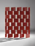 Eileen Gray, Unique "Brick" screen, designed 1922-1923, executed 1973, Red lacquered wood, steel, brass