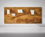 "Wall dashboard," designed for Nordiska Kompaniet by Gio Ponti, 1953, Walnut root burl-veneered wood, painted brass, brass, glass, Bakelite, offered Dec 2016