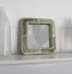 Denise Gatard, Wall mirror, 1950s, Glazed earthenware, mirrored glass
