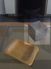 Richard Anuszkiewicz, Cube, 1968, Plastic cube multiple in black and white