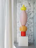 "Burma" totem by Ettore Sottsass, circa 1994-1995, Glazed earthenware, laminate-covered particle board, sold Dec 2016