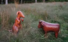 Dimitri Omersa, Kangaroo and bull, second half 20th century, Stitched leather