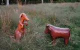 Dimitri Omersa, Kangaroo and bull, second half 20th century, Stitched leather