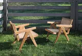 Pair of "Easy" armchairs, model no. PJ-SI-29-A, designed for the administrative buildings, Chandigarh by Pierre Jeanneret, circa 1955-1956, Teak, cane, offered Dec 2016