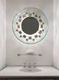Illuminated "Pistil" mirror, model no. 2044 by Max Ingrand, 1960s, Mirrored glass, chiseled glass, brass, nickel-plated brass, sold Dec 2016