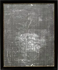 Michiel Ceulers, Corpse After Negating Visual Art Strategies (C.A.N.V.A.S.), 2012, oil, spray paint on linen, in artist's cardboard frame