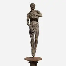 Javier Marín, Figura, 1996, patinated bronze, steel, stone