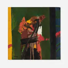 Sidney Gross, Green Abstract Yellow and Black, c. 1965, oil on canvas