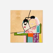 Ayin Es, Dream Canteen (#905), 2014, oil and fabric collage on panel