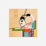 Ayin Es, Dream Canteen (#905), 2014, oil and fabric collage on panel