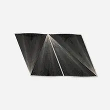 Julian Hoeber, Curtain Wall Vector Model - Elevation 11, 2016, acrylic, string and nails on plywood and basswood construction in two parts