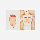 Agus Suwage, .....Tomorrow you want more and more, 1999, watercolor on paper with partial string collage laid to paper in artist's frame