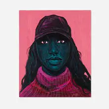 Annan Affotey, Content in Pink, 2021, acrylic on canvas