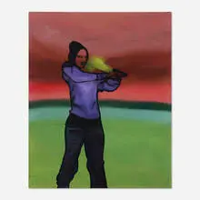 Omari Douglin, Gun Gas, 2022, oil on linen