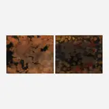 Aaron Young, When we do right, nobody remembers. When we do wrong, nobody forgets (diptych), blowtorch and acrylic on canvas