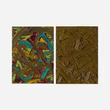 James Hayward, Abstract Diptych #50, 2017, oil on canvas laid to wood board