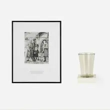 Josiah McElheny, Recreating a Miraculous Object, 1997-99, hand-blown glass, painted wood, offset lithograph on paper