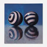 John Gibson, Two Thick Spirals: White and Blue, 1996, oil on panel