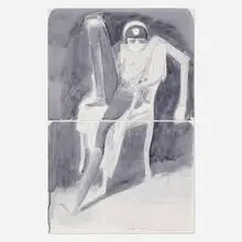 Jansson Stegner, Study for the Peacekeeper, 2008, ink wash on paper collage in two parts