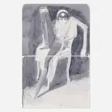 Jansson Stegner, Study for the Peacekeeper, 2008, ink wash on paper collage in two parts