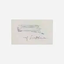 Yellow and Black Brushstroke (Eat Art) signed card by Roy Lichtenstein, 1970, rubber stamp on paper, sold Jun 2026