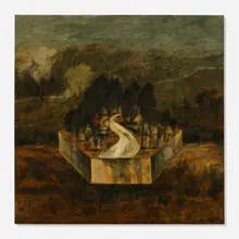 Robert Knipschild, Dark Forest with Hexagon, 1964, oil on canvas