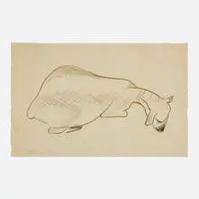 Claire Falkenstein, Untitled (Goat Resting), 1940, pastel on paper