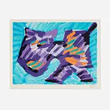Karel Appel, Walking Cat (from the Cats portfolio), 1978, screenprint in colors on Japon