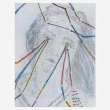 Kiki Smith, Summer Night (from the Skowhegan Portfolio No. 1), 2011, lithograph with hand-applied glitter, colored pencil and gold leaf on Hosho