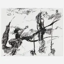 Kara Walker, Sketch for a Fabulous Tale (from the Skowhegan Portfolio No. 1), 2011, lithograph on Stonehenge