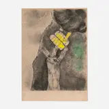 Marc Chagall, Moïse reçoit les tables de la Loi (from La Bible series), 1931-39, etching and aquatint with hand-coloring on Arches