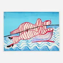 Louise Bourgeois, Hamlet and Ophelia, 1997, lithograph in colors with hand-coloring additions