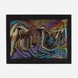 Judy Chicago, The Creation (from The Birth Project portfolio), 1985, screenprint in colors on black Arches