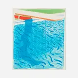 David Hockney, Pool Made with Paper and Blue Ink for Book