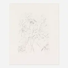 Elizabeth Peyton, Timothee/Elio (Call Me By Your Name), 2018-19, etching on hand-dyed pink wove paper