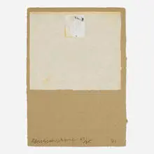 Robert Rauschenberg, Untitled (from the Shirtboards, Morocco, Italy '52 portfolio), 1991, mixed media print in colors with collage on handmade and heavy board paper