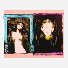 Andy Warhol, Madonna and Self-portrait with Skeleton's Arm (After Munch), 1984, screenprint in colors on Lenox Museum Board