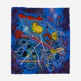 Roberto Sebastian Matta, Redness of Blue, 1996, carborundum etching in colors on handmade paper
