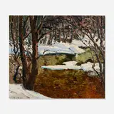 Theophile Schneider, Brook in Spring Thaw, Woodstock, oil on board