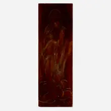 Robert Laurent, Polynesian Nude and Figure, c. 1920, wood carved relief