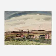 Adolf Dehn, Ranch in the West, 1941, watercolor on paper