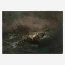 Robert Hopkin, Ships in a Storm, c. 1902, oil on canvas