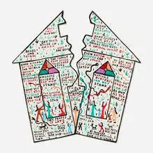 Kek West by Howard Finster, 1988, acrylic on wood, sold Oct 2025