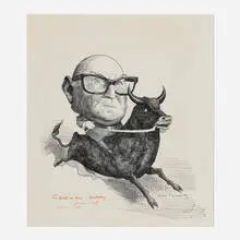 Julio Larraz, Loeb Is Bullish, 1973, ink on paper