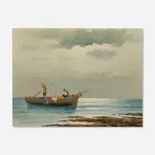 F. Dupret, Two Men in a Boat, oil on canvas