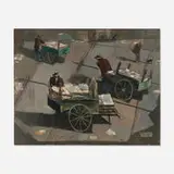 Stephan Chizmarik, Street Scene - Detroit (Push Carts), c. 1938, oil on Masonite
