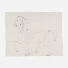 John Graham, Version of Caballo Lucifero, ballpoint pen, pencil and carbon transfer on paper